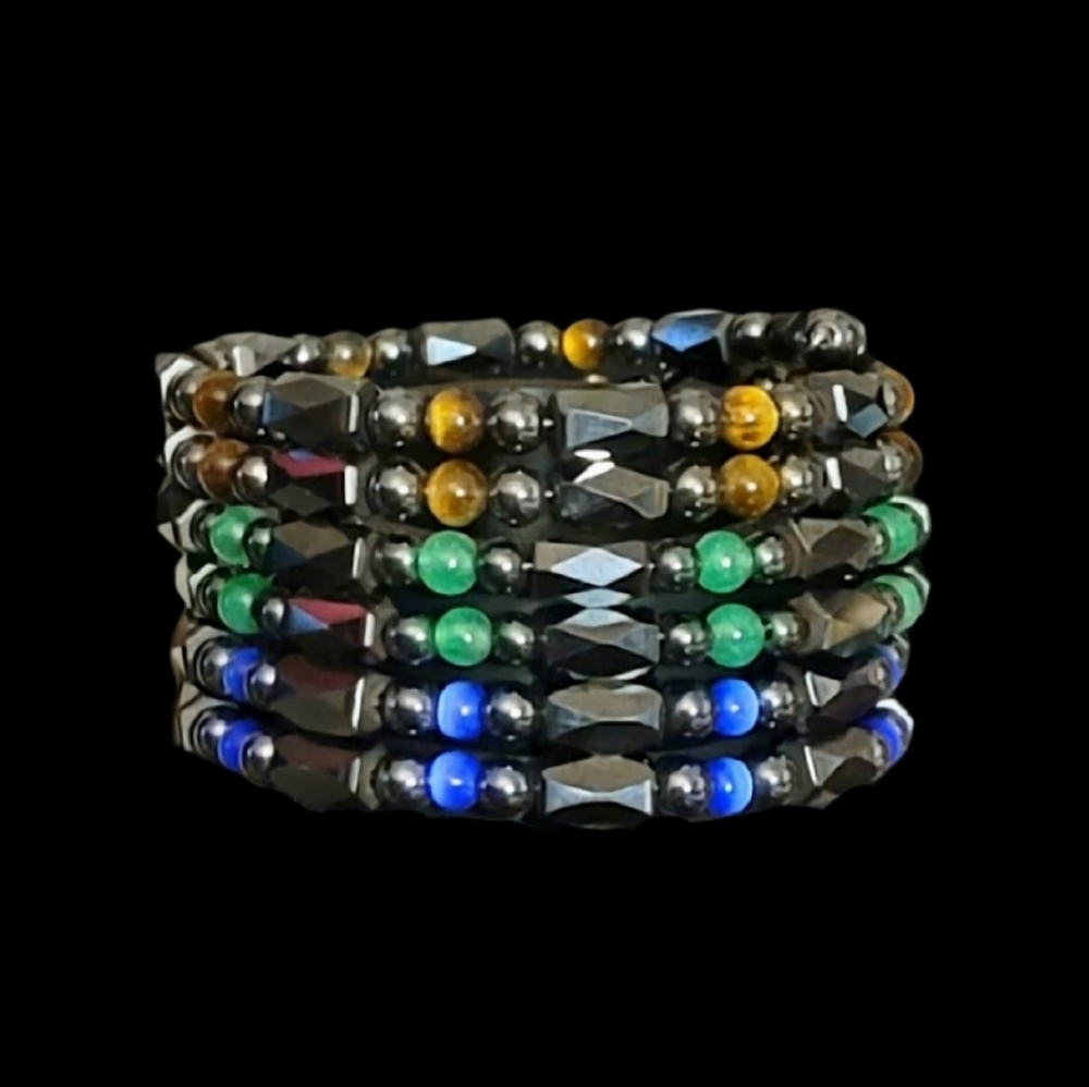 UNISEX 3x Magnetic Stone Wrap Bracelet Set